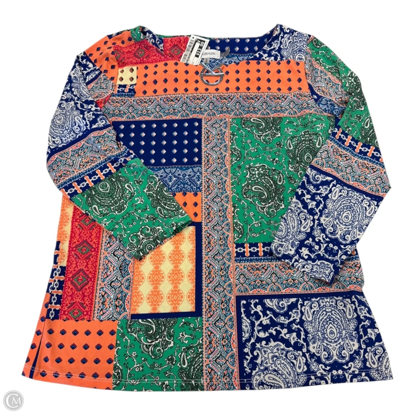 Top Long Sleeve By Calvin Klein In Multi-colored, Size: M