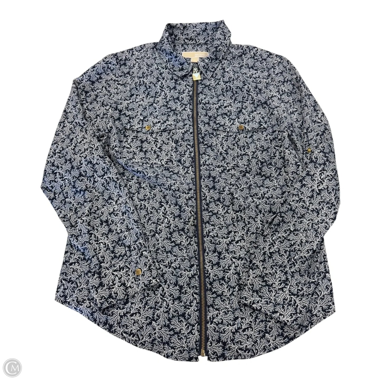 Top Long Sleeve By Michael By Michael Kors In Blue & White, Size: M