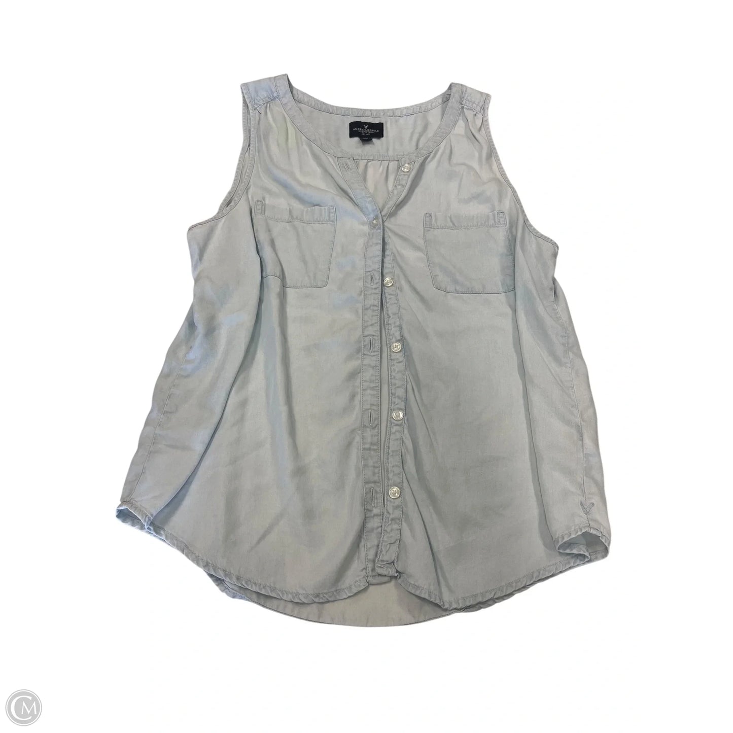Top Sleeveless By American Eagle In Blue Denim, Size: L