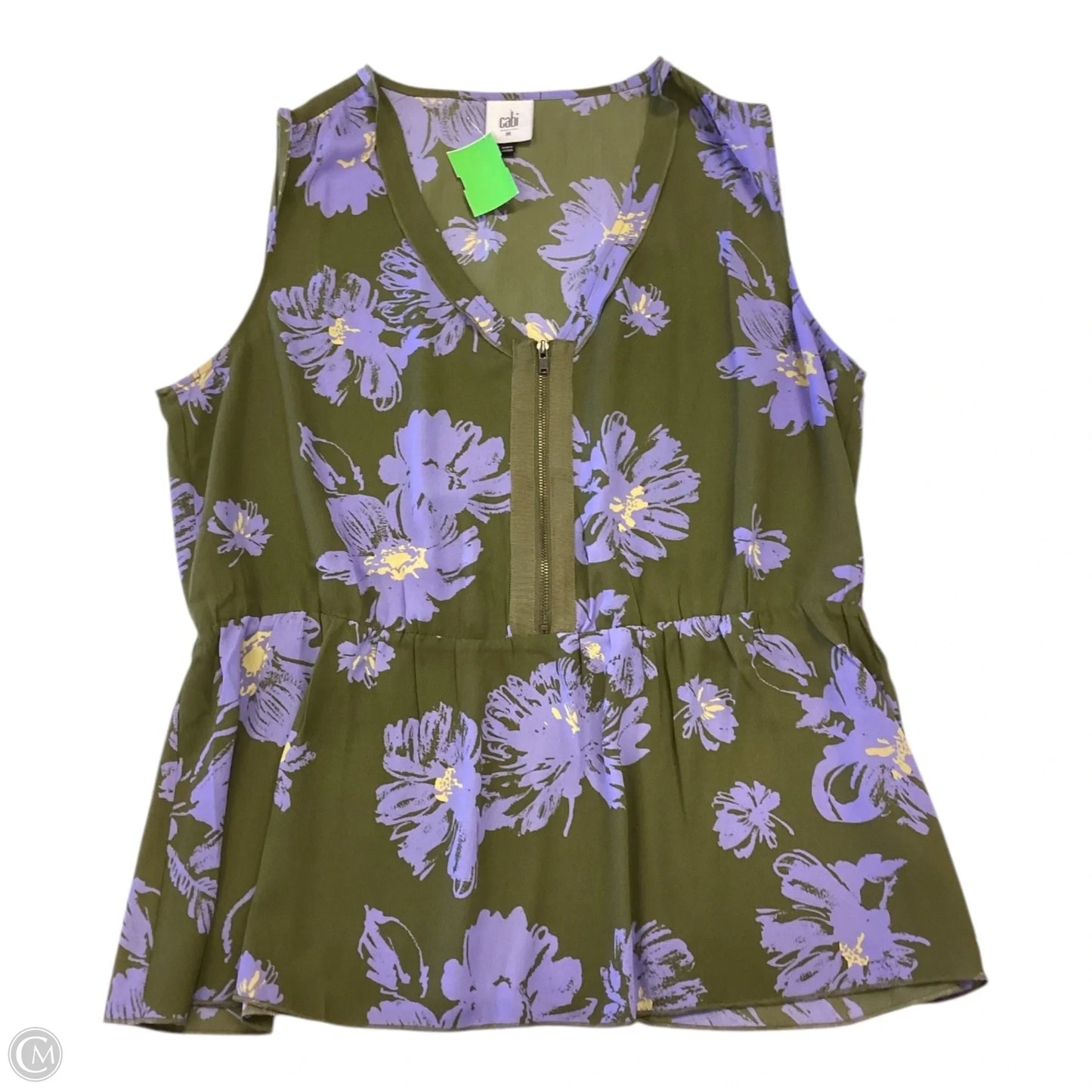 Top Sleeveless By Cabi In Green & Purple, Size: M