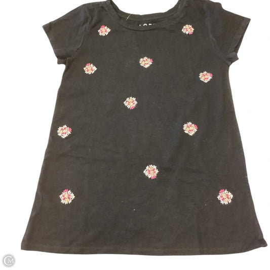 Top Short Sleeve Basic By Loft In Black & Pink, Size: Xs