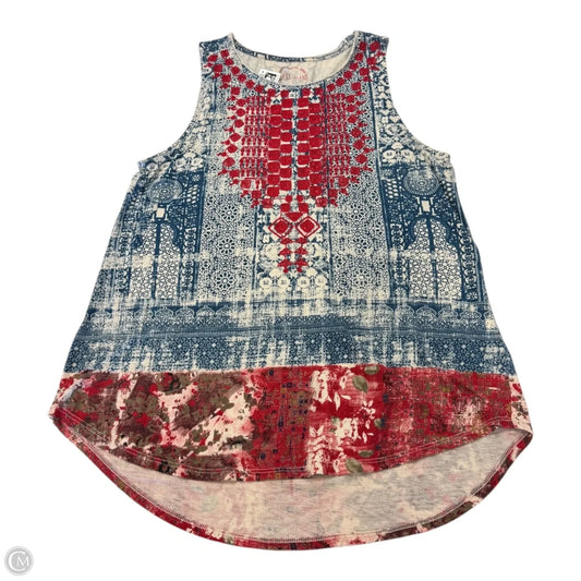 Top Sleeveless By Lucky Brand In Blue & Red & White, Size: Xl