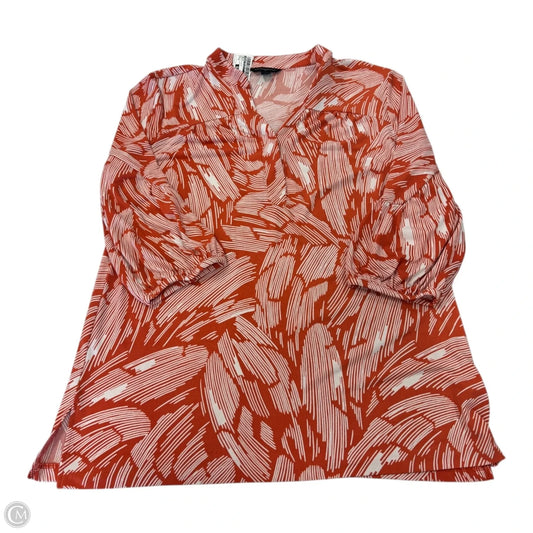 Top Long Sleeve By Banana Republic In Orange & White, Size: Xl