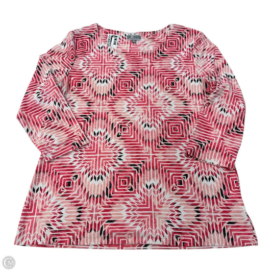 Top Long Sleeve By Jm Collections In Pink & White, Size: M