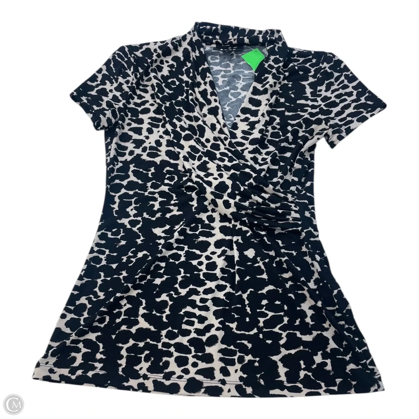 Top Short Sleeve By Dkny In Black & Cream, Size: Xs