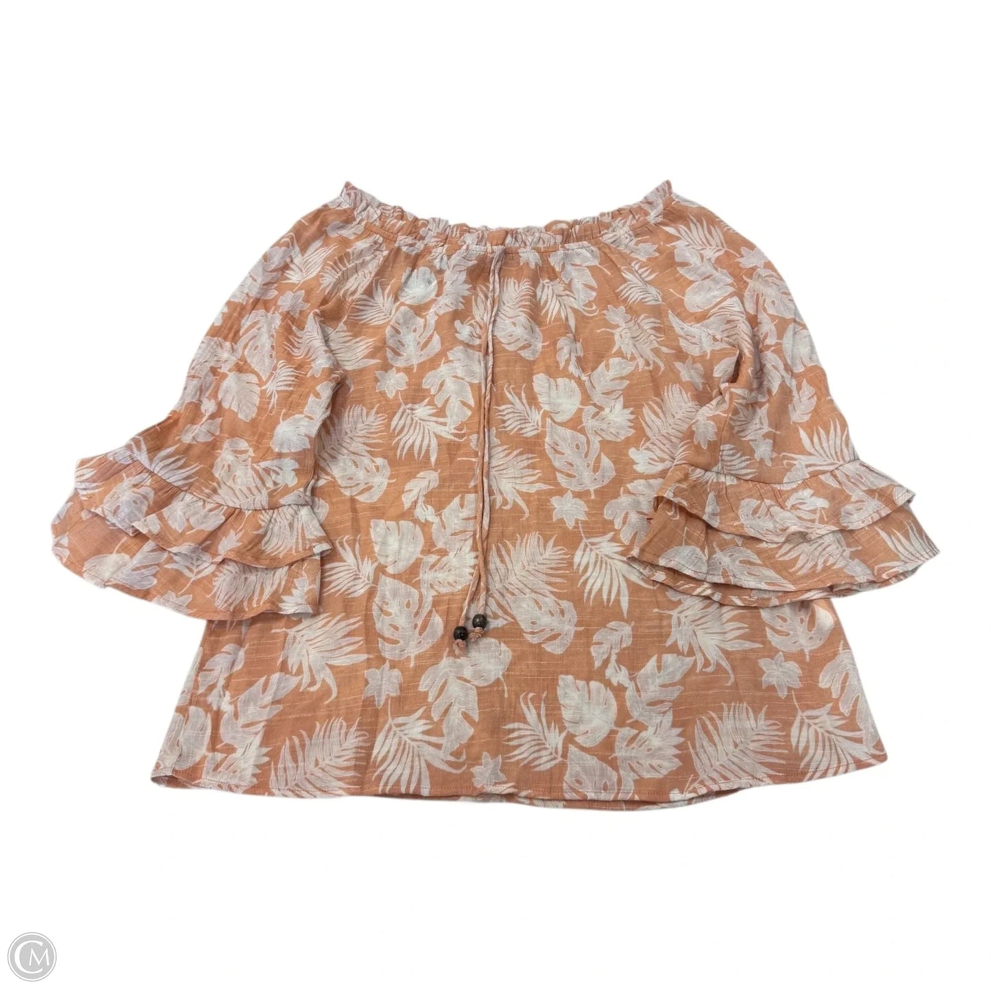 Top Long Sleeve By Clothes Mentor In Orange & White, Size: Xl