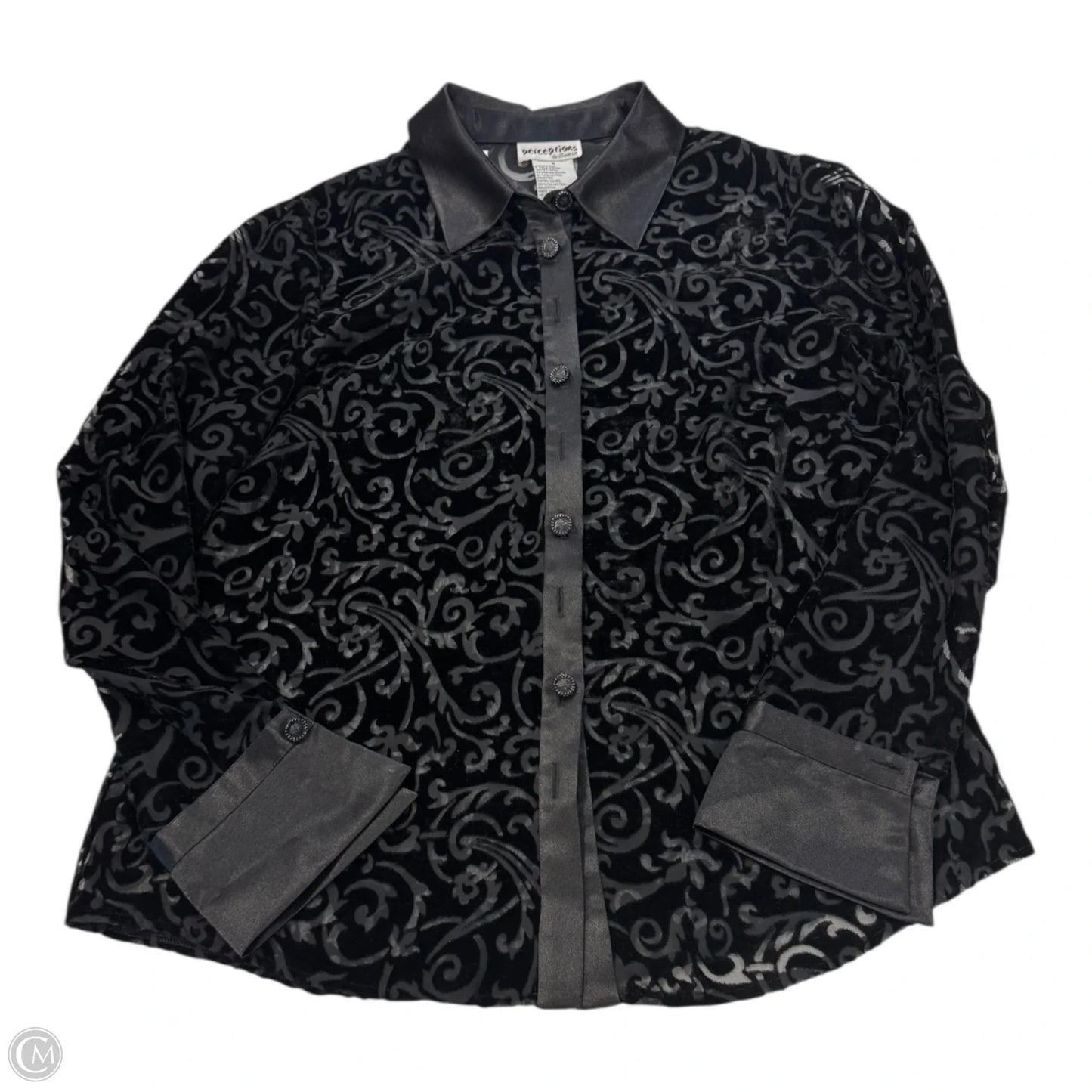 Top Long Sleeve By Perceptions In Black, Size: 8