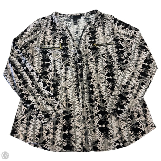 Top Long Sleeve By Inc In Black & White, Size: Xl