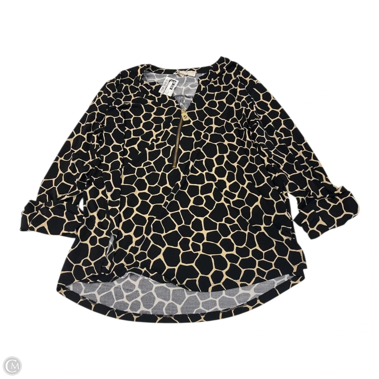 Top Long Sleeve By Michael By Michael Kors In Black & Tan, Size: Xl
