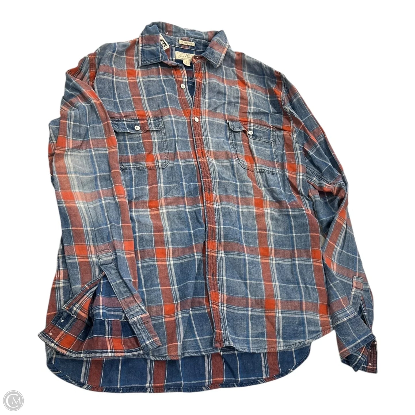 Top Long Sleeve By Lucky Brand In Plaid Pattern, Size: L