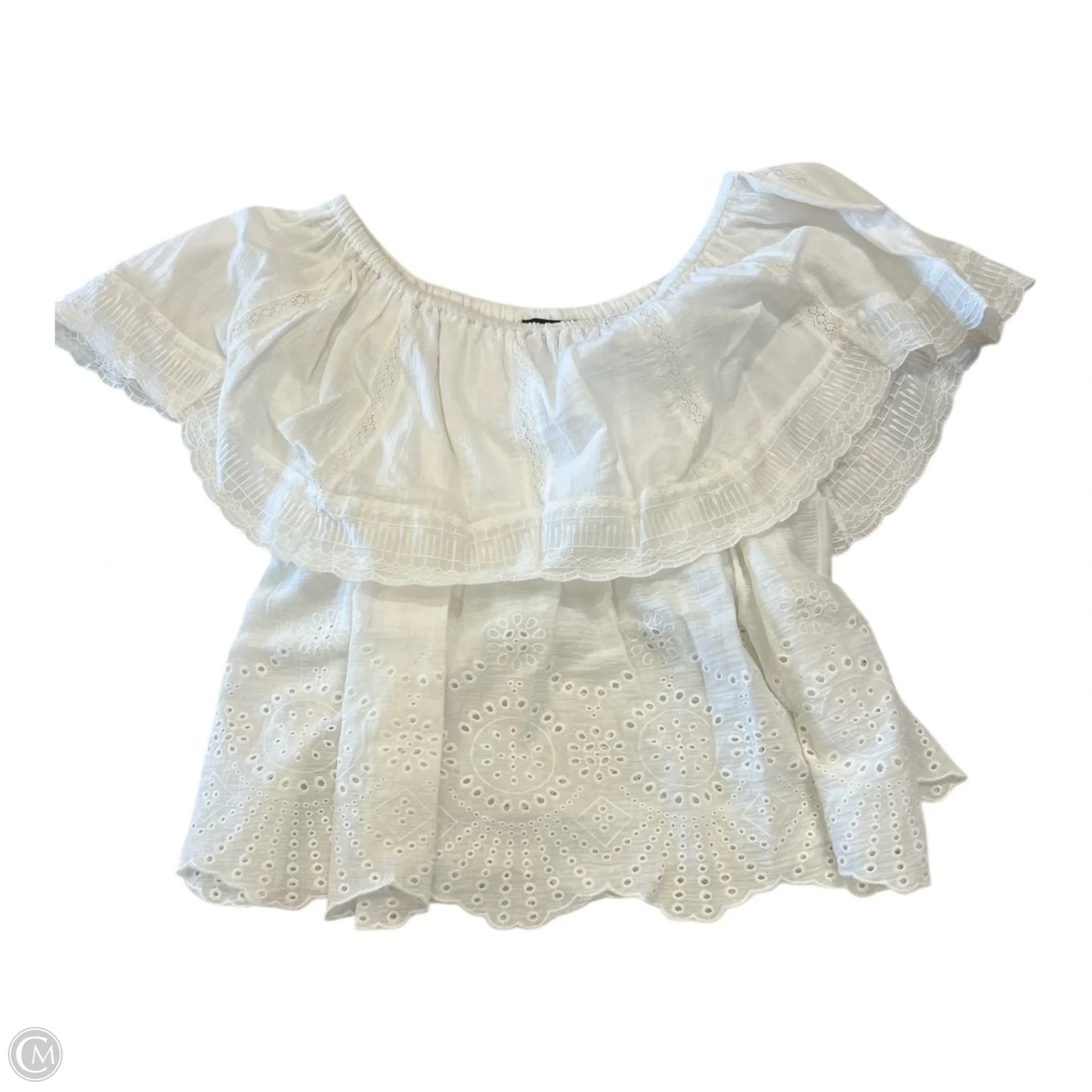 Top Short Sleeve By Clothes Mentor In White, Size: M