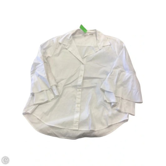 Top Long Sleeve By Calvin Klein In White, Size: Xl