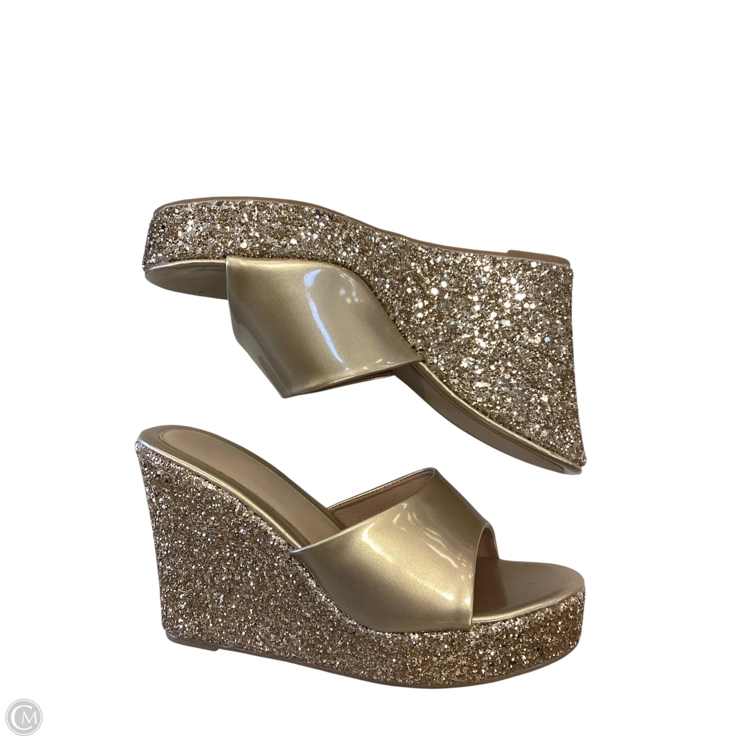 Shoes Heels Wedge By Clothes Mentor In Gold, Size: 8.5