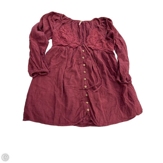Tunic Long Sleeve By Free People In Maroon, Size: L