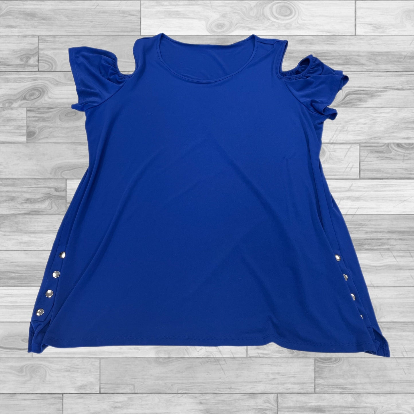 Top Short Sleeve By Jm Collections In Blue, Size: Xxl