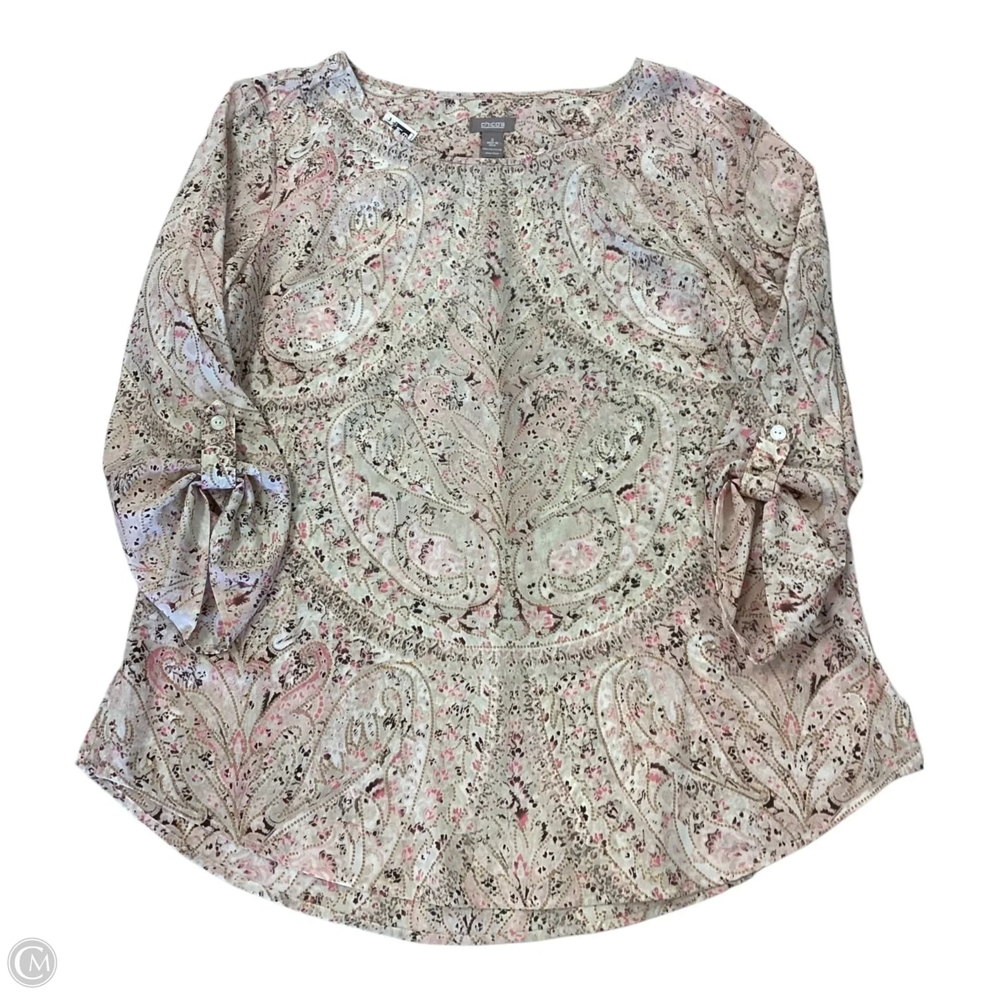 Top Long Sleeve By Chicos In Multi-colored, Size: L