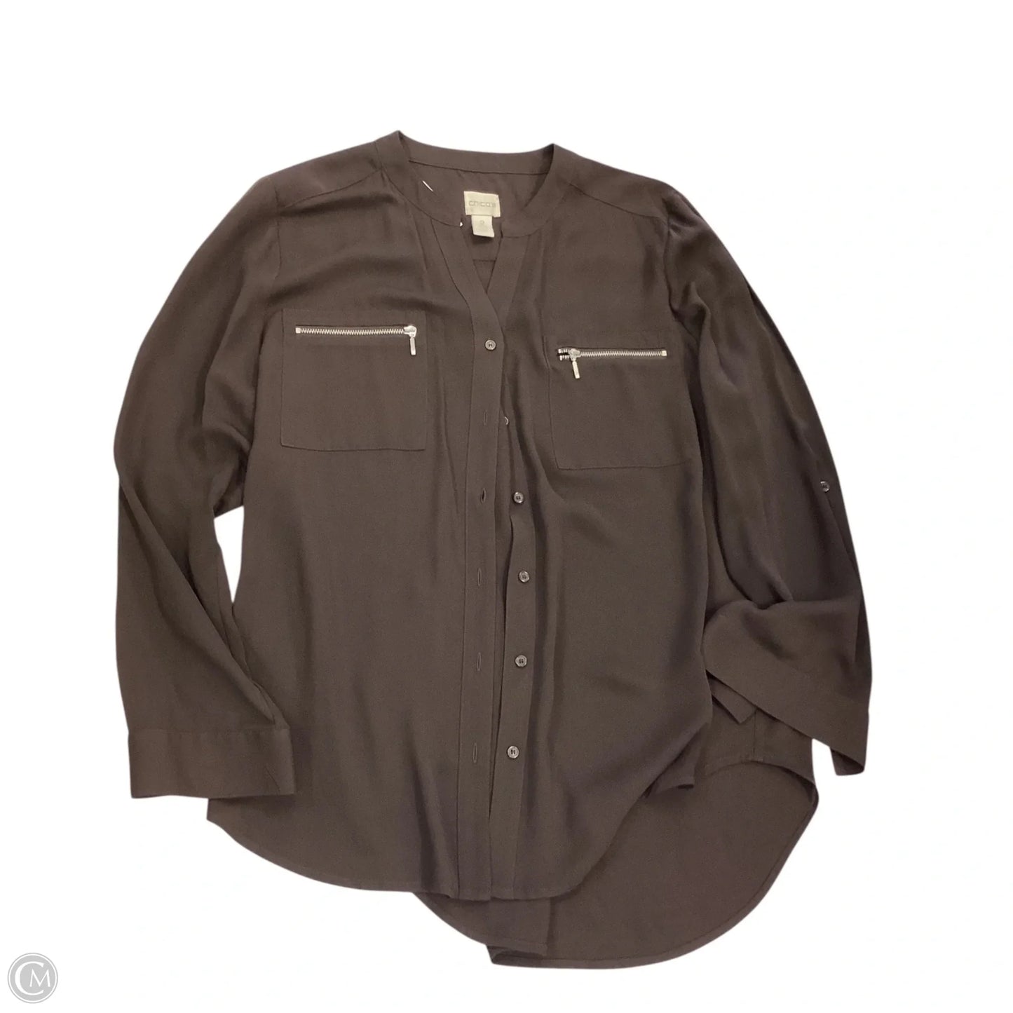 Top Long Sleeve By Chicos In Brown, Size: L