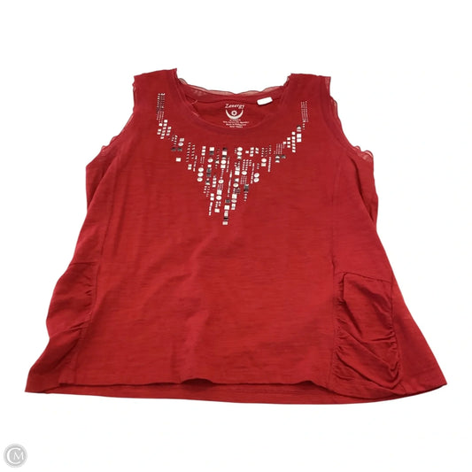 Top Sleeveless By Chicos In Red, Size: L