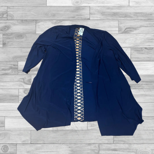 Cardigan By Nina Leonard In Navy, Size: 3x