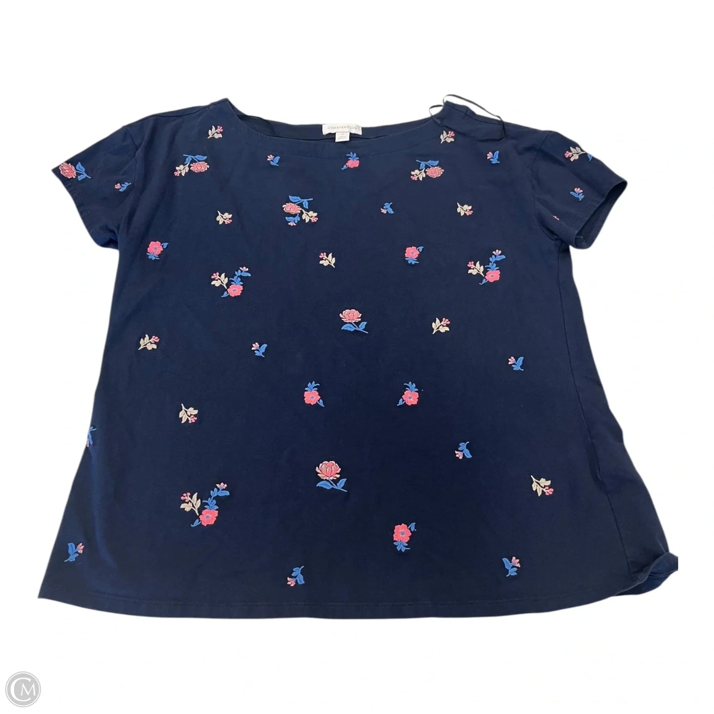 Top Short Sleeve Basic By Charter Club In Blue, Size: M