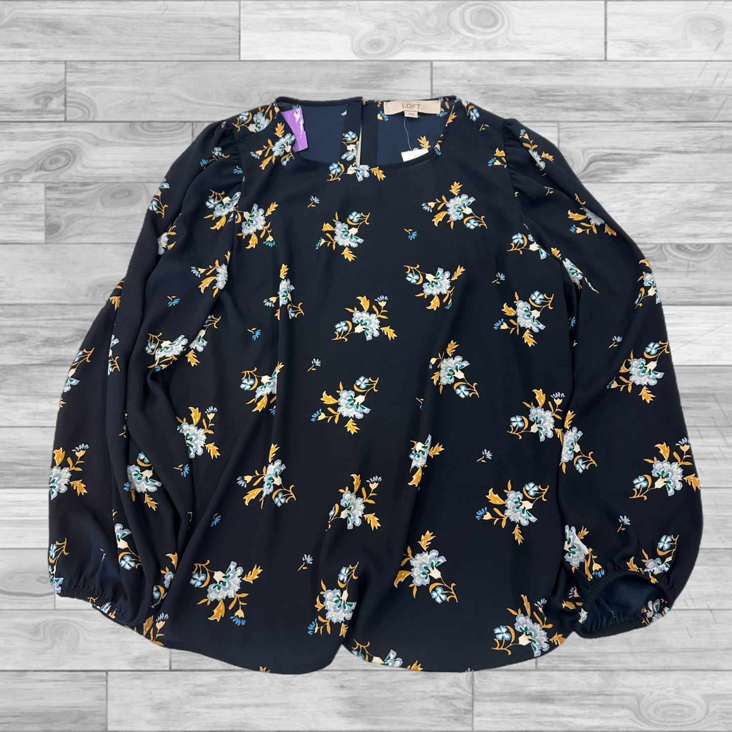Navy Top Long Sleeve Loft, Size S