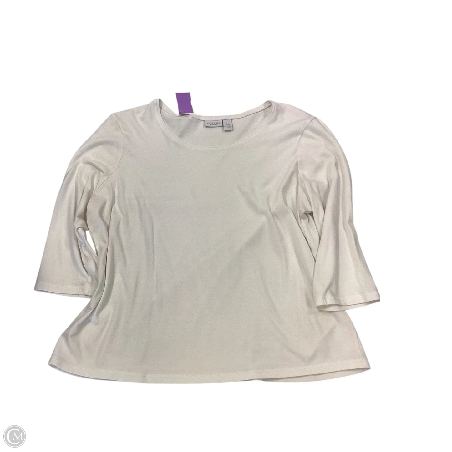 Top 3/4 Sleeve Basic By Chicos In Cream, Size: 3-XL