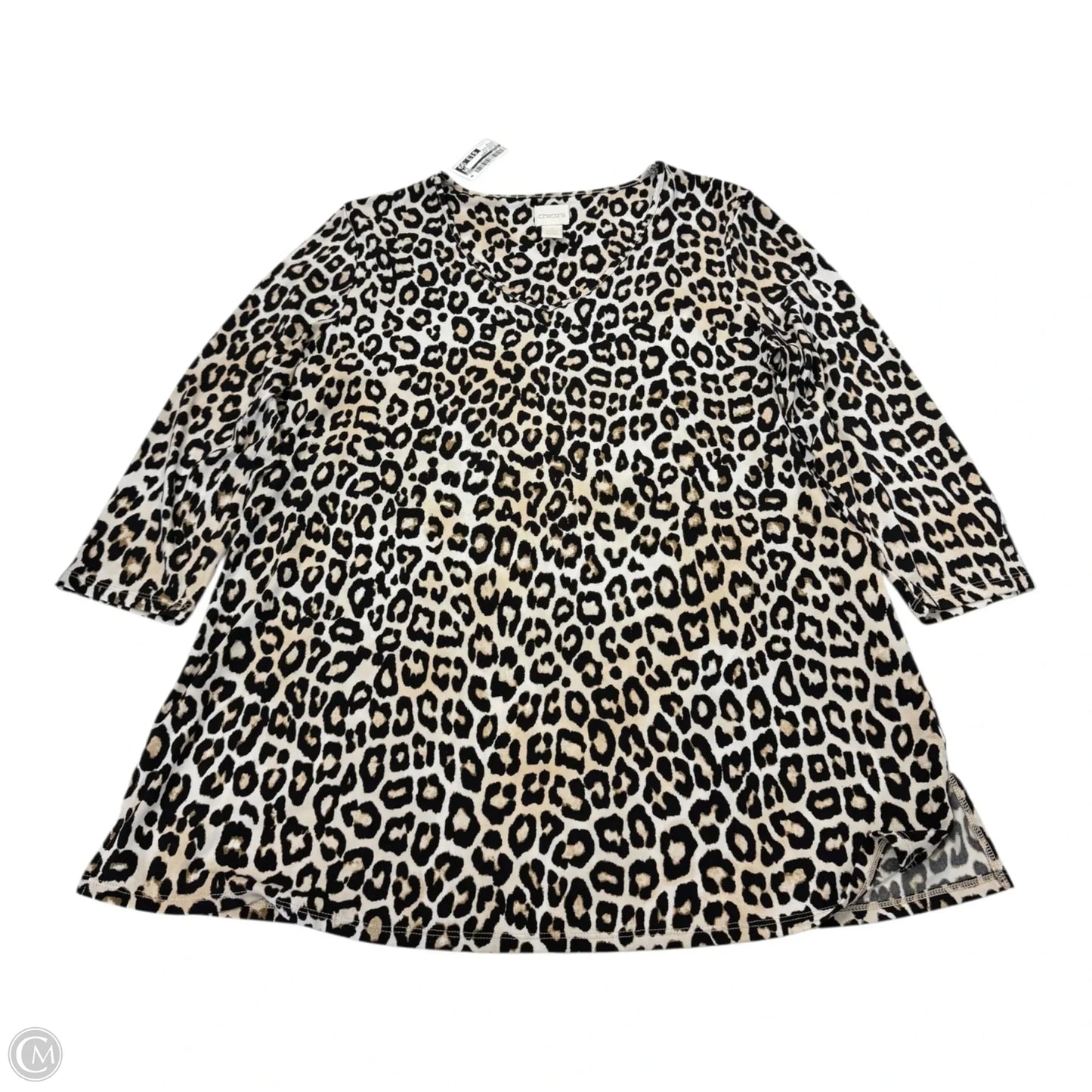 Top 3/4 Sleeve By Chicos In Leopard Print, Size: M