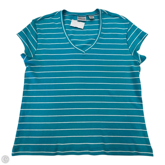 Top Short Sleeve Basic By Chicos In Striped Pattern, Size: 2