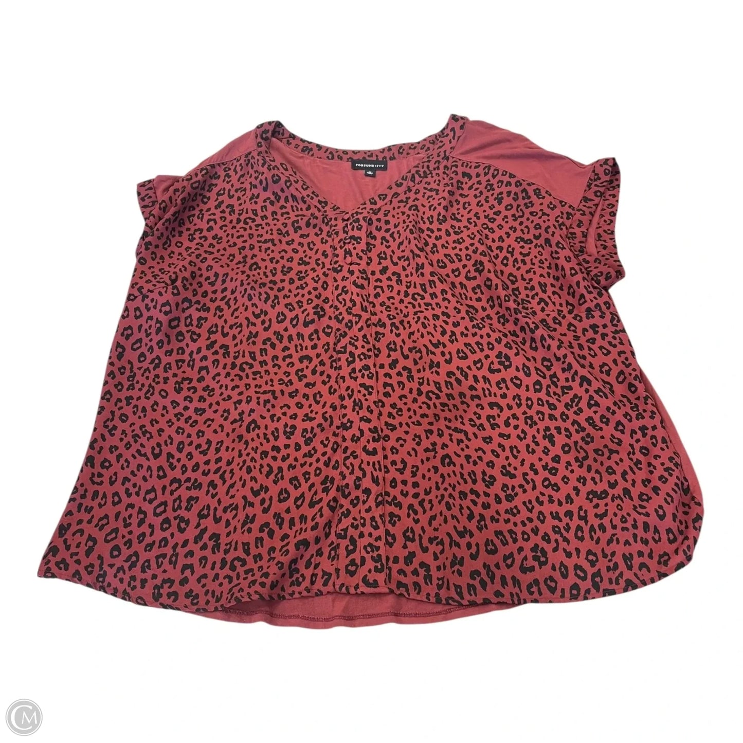 Top Short Sleeve By Fortune & Ivy In Red, Size: 2x