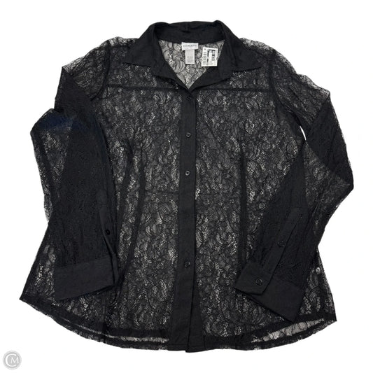 Top Long Sleeve By Chicos In Black & Cream, Size: M