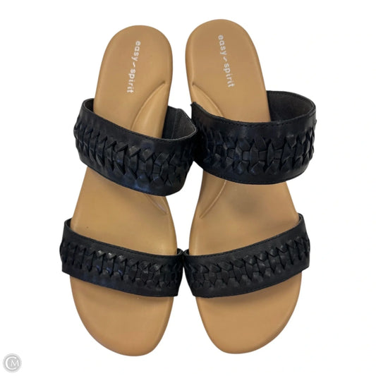 Sandals Heels Wedge By Easy Spirit In Black & Tan, Size: 10