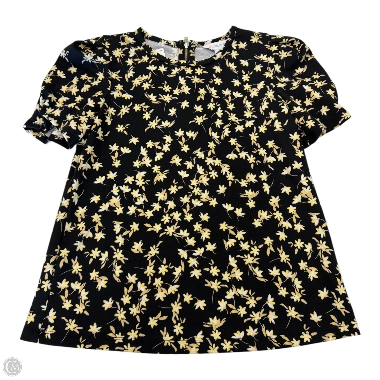 Top Short Sleeve By Liz Claiborne In Black & Yellow, Size: S