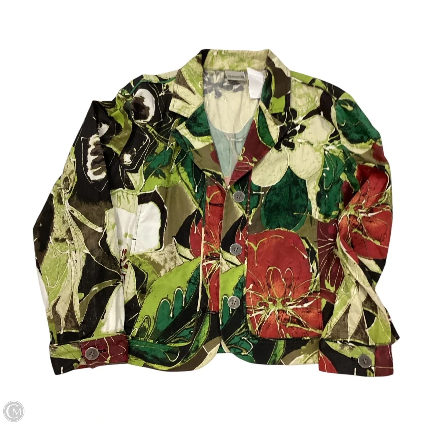 Blazer By Chicos In Tropical Print, Size: M