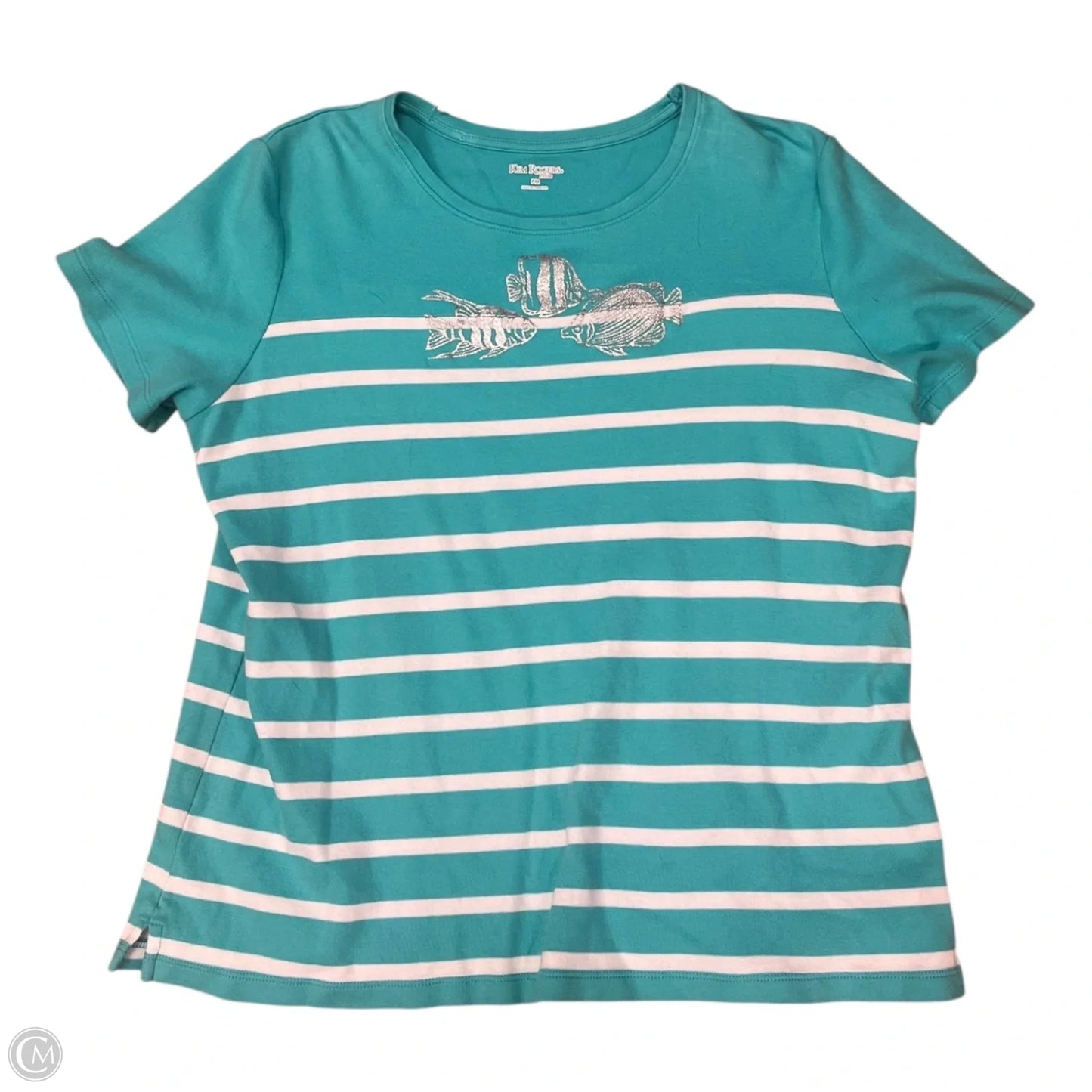 Top Short Sleeve By Kim Rogers In Blue & White, Size: Mp