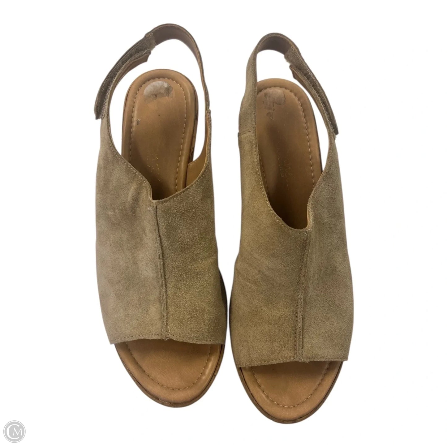 Sandals Heels Wedge By Clothes Mentor In Tan, Size: 7.5