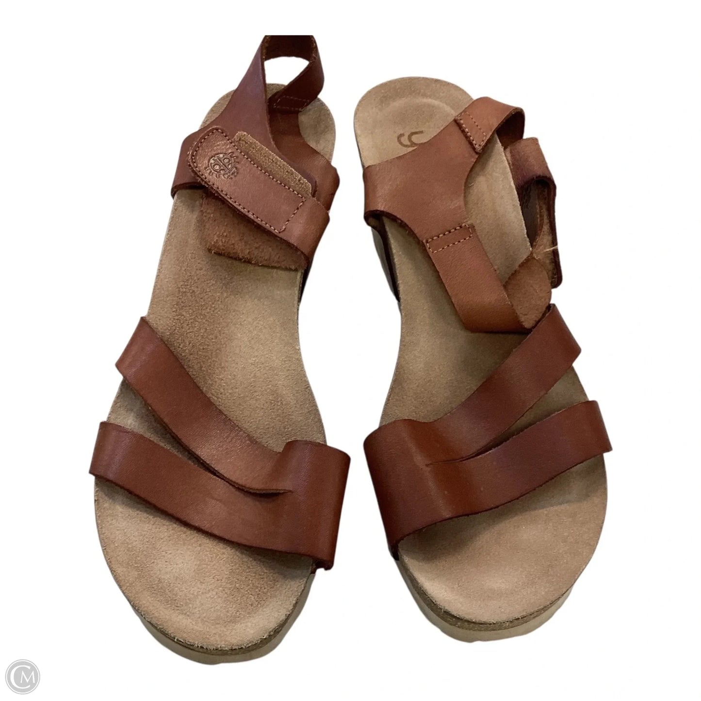 Sandals Heels Wedge By Clothes Mentor In Brown, Size: 7.5