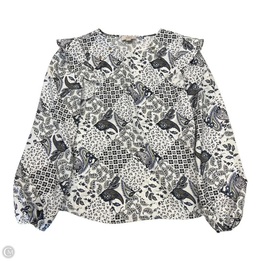 Top Long Sleeve By Loft In Black & White, Size: Xs