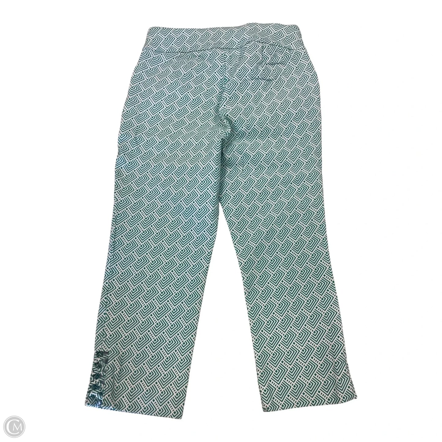 Pants Cropped By Chicos In Green & White, Size: S