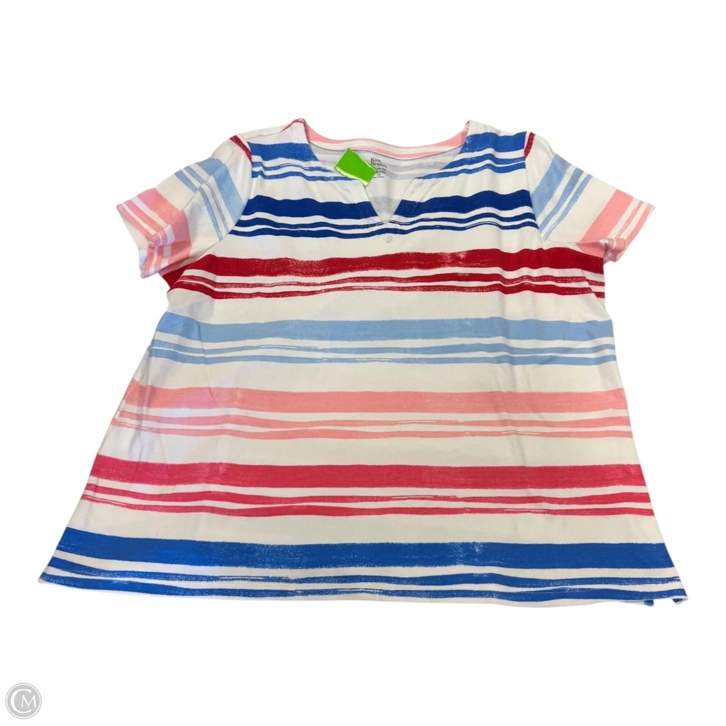 Top Short Sleeve By Kim Rogers In Striped Pattern, Size: 1x