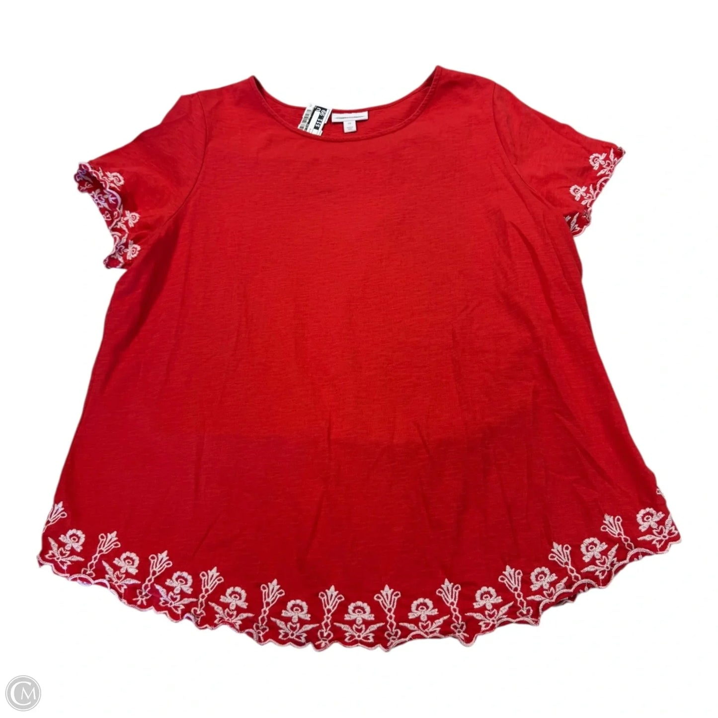 Top Short Sleeve By Charter Club In Red & White, Size: 2x