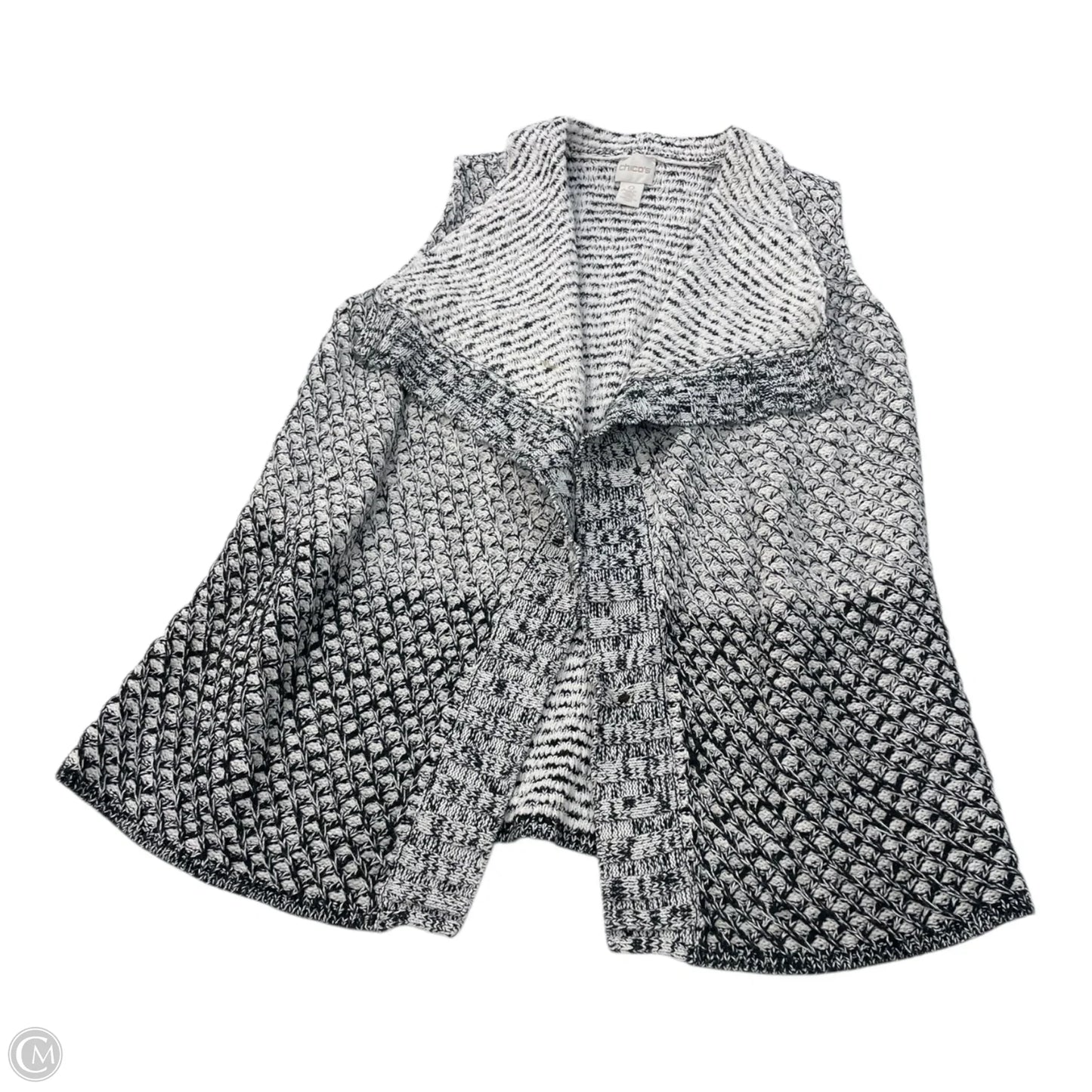 Vest Sweater By Chicos In Black & White, Size: S