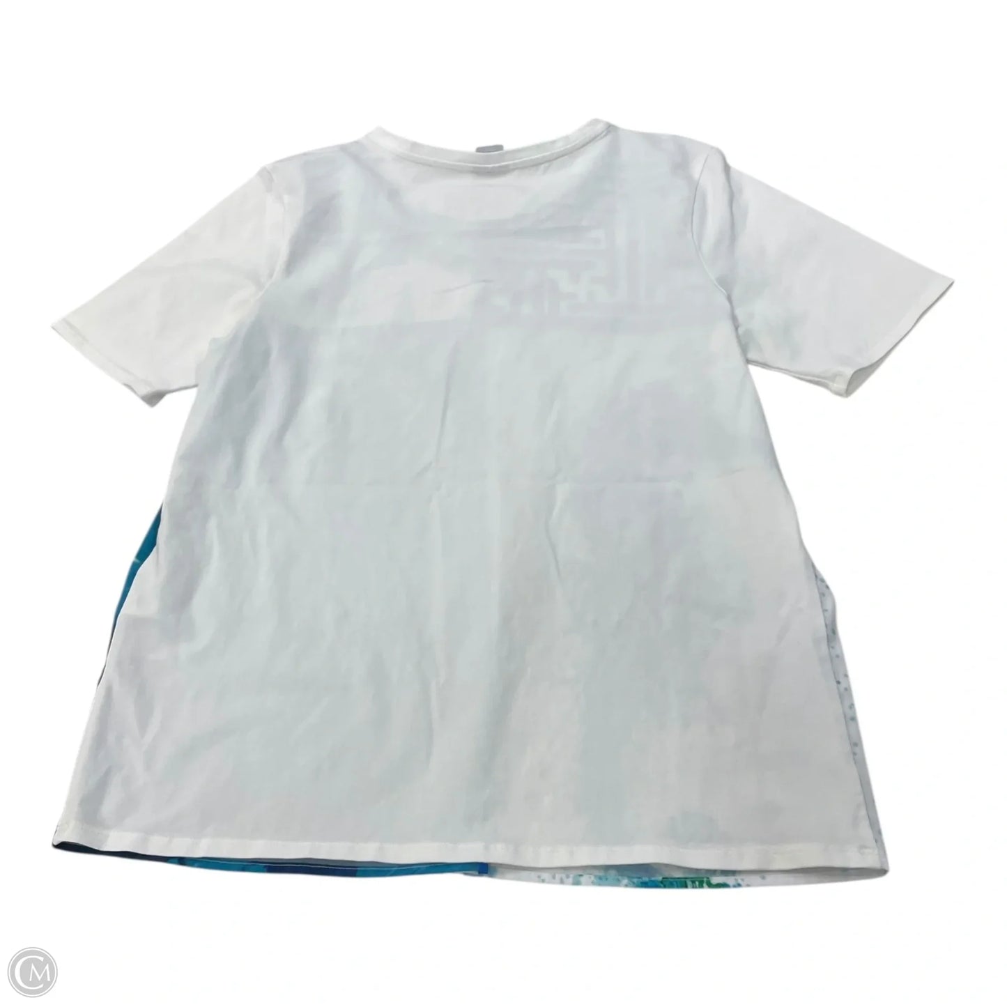Top Short Sleeve By Chicos In Blue & White