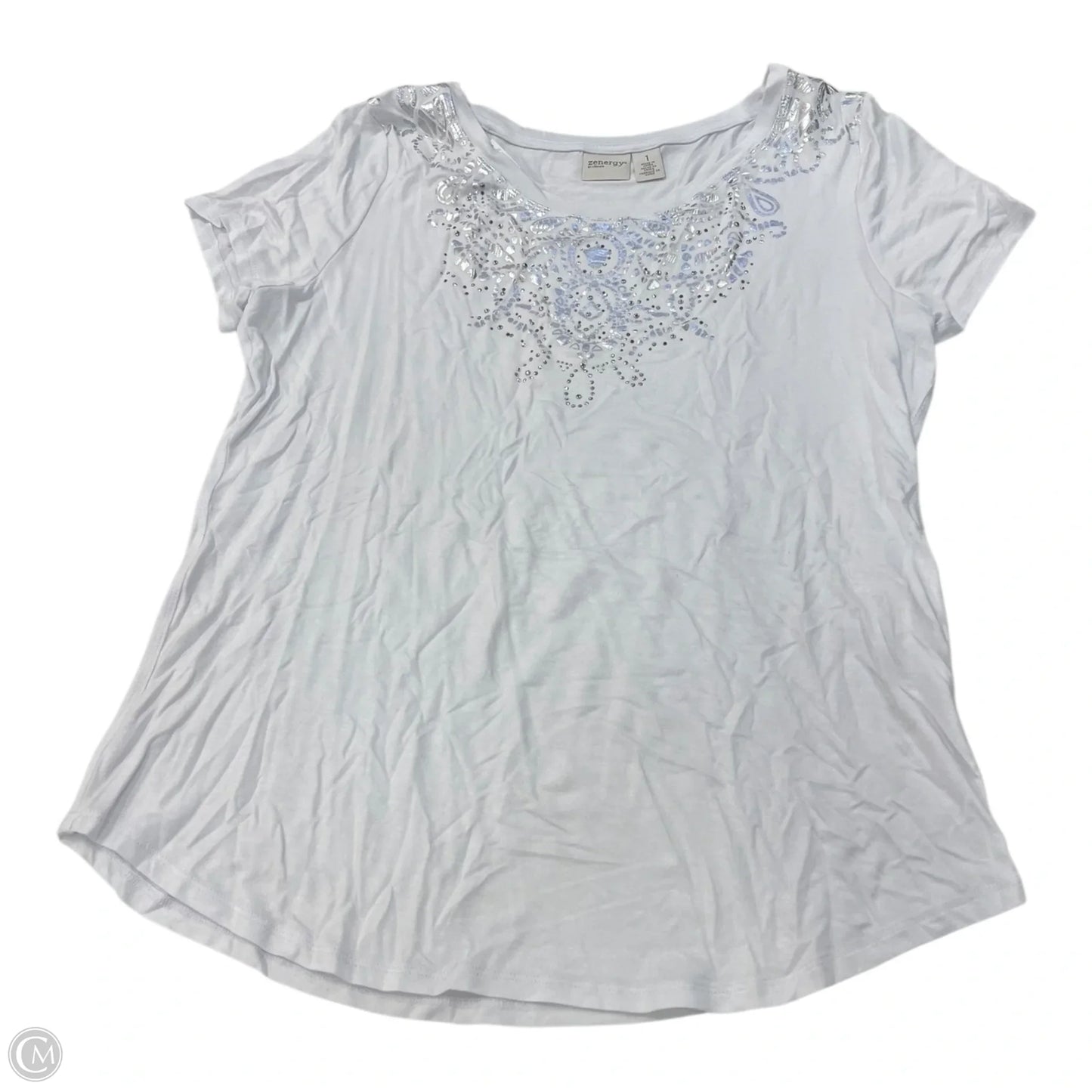 Top Short Sleeve By Chicos In White, Size: M