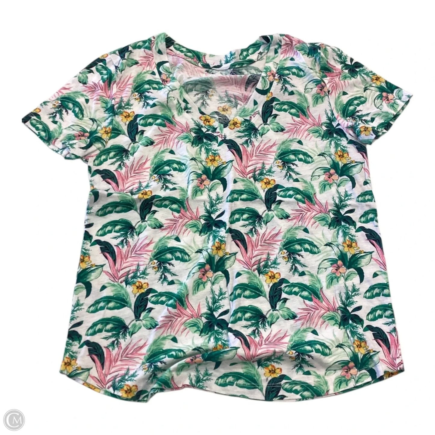 Top Short Sleeve By Loft In Tropical Print, Size: S