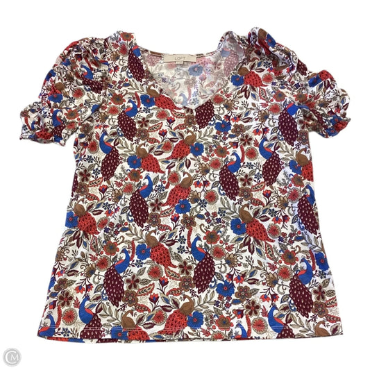 Top Short Sleeve By Loft In Multi-colored, Size: S