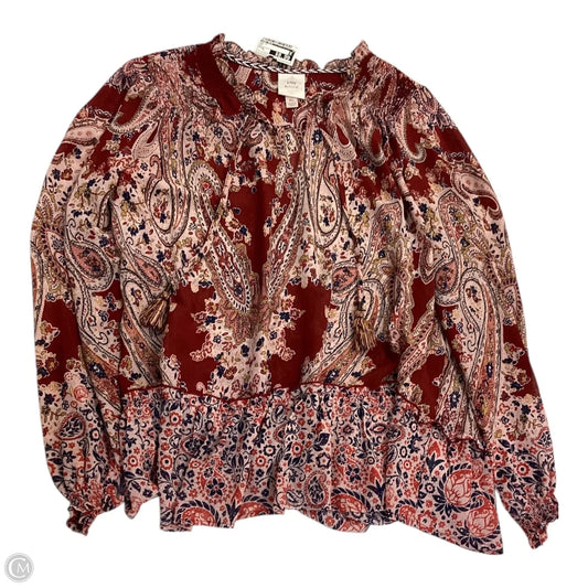 Top Long Sleeve By Knox Rose In Red, Size: Xl