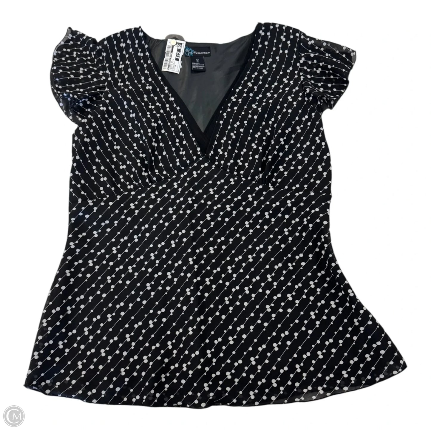 Blouse Short Sleeve By Clothes Mentor In Black & White, Size: 14