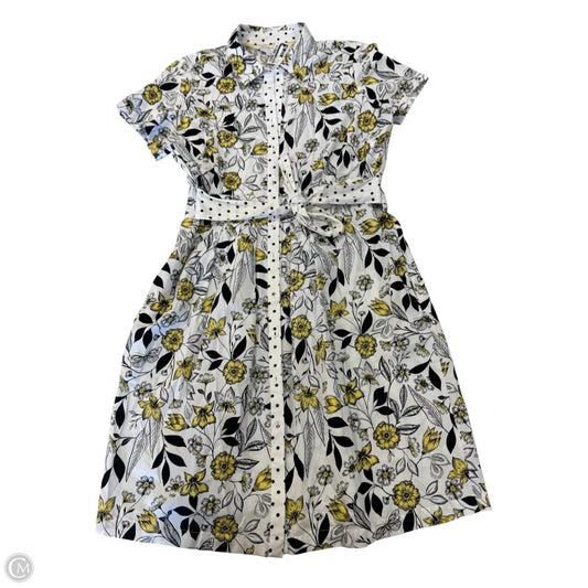 Dress Casual Maxi By Foxcroft In White & Yellow, Size: 12