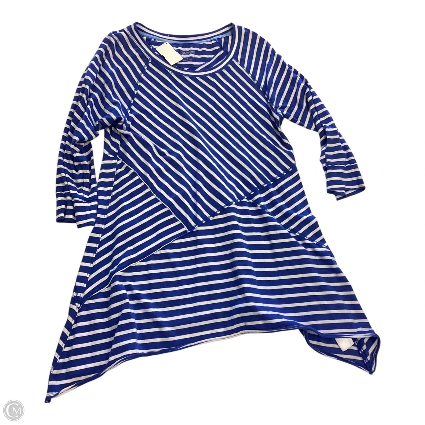 Top Long Sleeve By Calvin Klein In Striped Pattern, Size: L