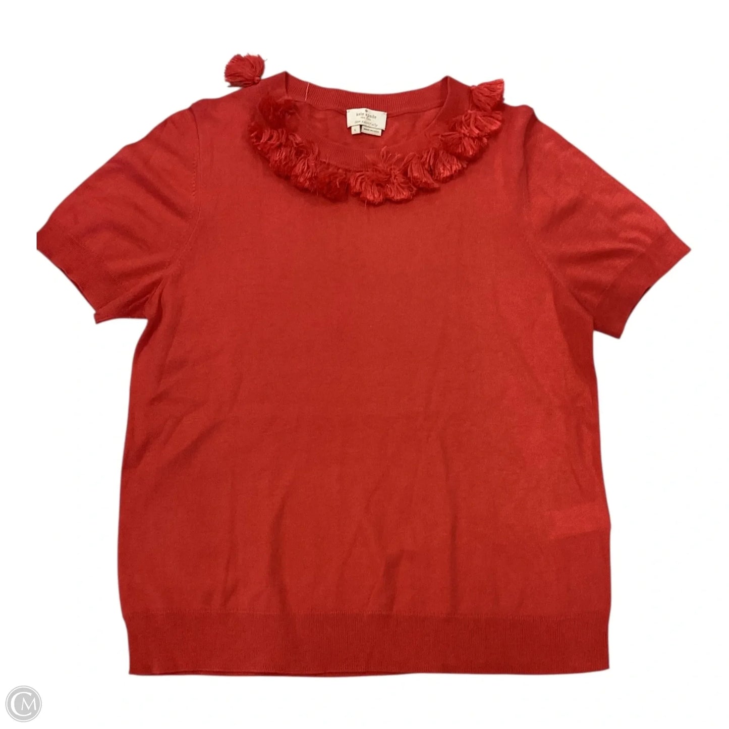 Top Short Sleeve Designer By Kate Spade In Coral, Size: L